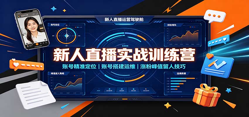 新人直播实战训练营:账号精准定位,账号搭建运维,涨粉峰值留人技巧-副业网创