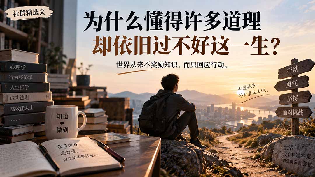 社群精选文:为什么懂得许多道理却依旧过不好这一生?-副业网创