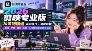 2026剪映专业版从零到精通|基础操作+进阶剪辑|剪辑·字幕·调色·特效|AI智能创作与成片全流程-副业网创