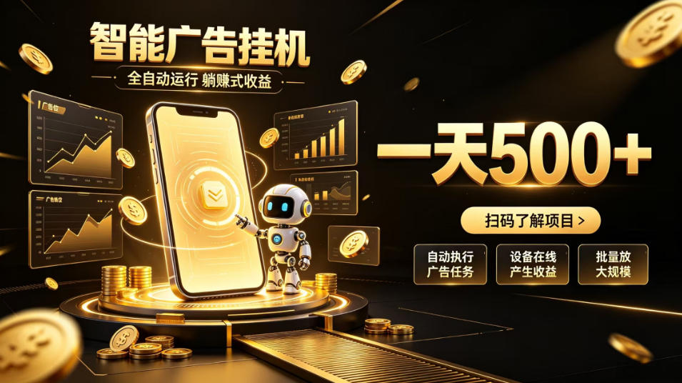 智能广告挂G项目,无需人工值守,全自动躺賺增收,单日收益可达500+【揭秘】-副业网创
