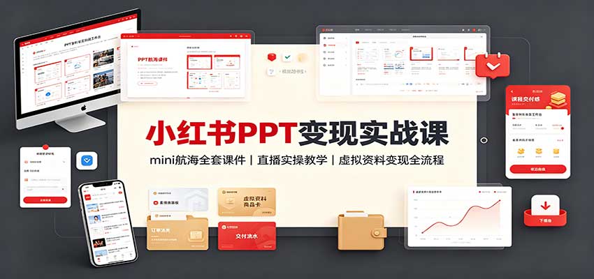 小红书PPT变现实战课:mini航海全套课件+直播实操教学,虚拟资料变现全流程-副业网创