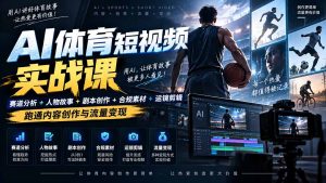 AI体育短视频赛道顶级玩法｜赛道分析+人物故事+剧本创作+版权处理+运镜剪辑，跑通流量变现-日赚1K+-副业网创