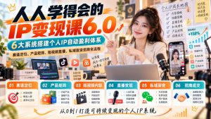 人人学得会的IP变现课6.0，6大系统搭建个人IP自动盈利体系，赛道定位、产品矩阵、短视频直播、私域裂变招商全流程-副业网创