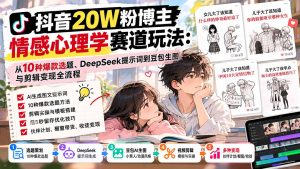 抖音20W粉博主-情感心理学赛道玩法：从10种爆款选题、DeepSeek提示词到豆包生图与剪辑变现全流程-副业网创