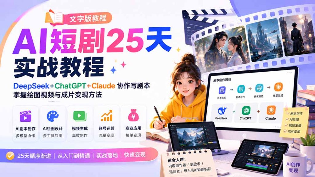 AI短剧25天实战教程(文字版教程-副业网创