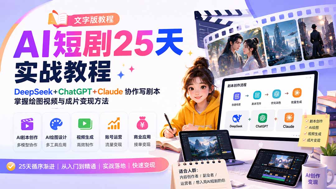 AI短剧25天实战教程(文字版教程-副业网创