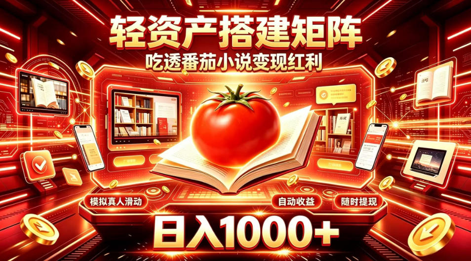 轻资产搭建矩阵,吃透番茄小说变现红利,日入1000+,支持无限矩阵放大【揭秘】-副业网创