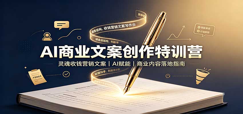 AI商业文案创作特训营:灵魂收钱营销文案,AI赋能,商业内容落地指南-副业网创