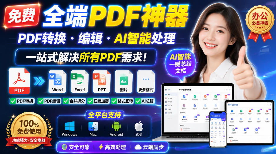 免费全端PDF神器，PDF转换·编辑·AI智能处理，一站式解决所有PDF需求!-副业网创