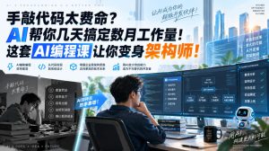 手敲代码太费命?AI帮你几天搞定数月工作量!这套AI编程课让你变身架构师!【原创双语字幕】-副业网创
