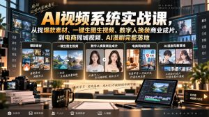 AI视频系统实战课,从找爆款素材、一键生图生视频、数字人换装商业成片,到电商同城视频、AI漫剧完整落地-副业网创