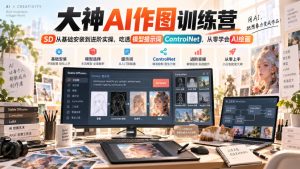 大神AI作图训练营，SD从基础安装到进阶实操，吃透模型提示词ControlNet，从零学会AI绘画-副业网创