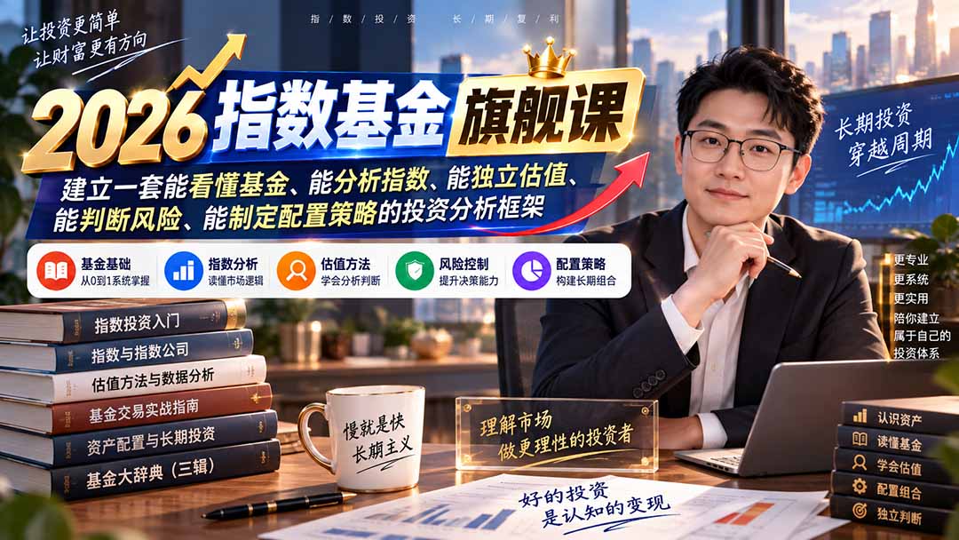 2026指数基金旗舰课｜建立一套能看懂基金、能分析指数、能独立估值、能判断风险、能制定配置策略的投资分析框架-副业网创