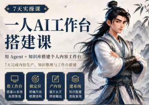 7天实操课一人AI工作台搭建课,用Agent+知识库搭建个人内容工作台,7天完成内容生产、知识整理与工作台搭建-副业网创
