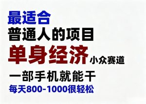身经济小众赛道，一部手机就能干，每天搞个800-1000很轻松，最适合普通人的项目【揭秘】-副业网创