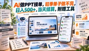AI做PPT接单，旺季单子做不完，日入500+，当天结算，附赠工具【揭秘】-副业网创