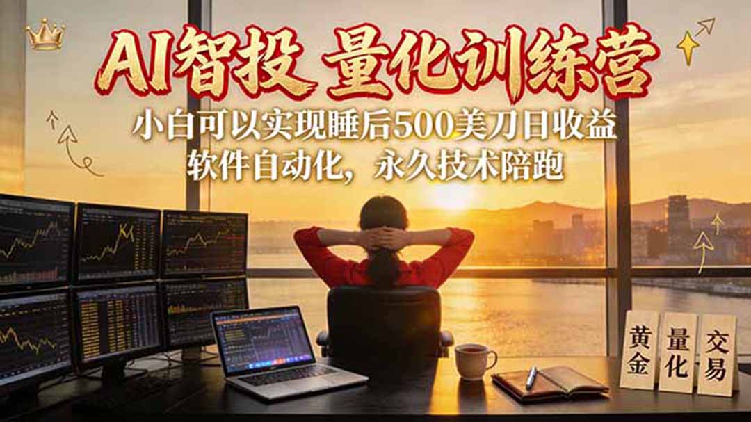 AI智投EA量化训练营【第三期】，多策略智投+防爆技术+趋势分析 ，轻松上手，矩阵放大，长期稳定。-副业网创