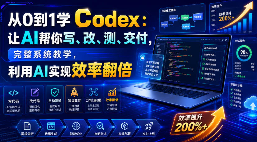 从0到1学Codex:让AI帮你写、改、测、交付,完整系统教学,利用AI实现效率翻倍(更新0918)-副业网创