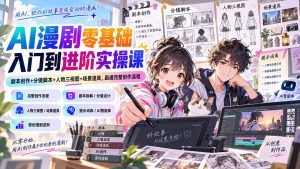 AI漫剧零基础入门到进阶实操课:剧本创作+分镜脚本+人物三视图+场景道具,跑通完整创作流程-副业网创