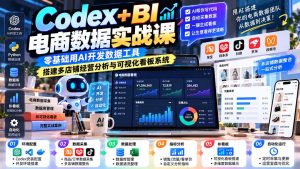 Codex+BI电商数据实战课：零基础用AI开发数据工具，搭建多店铺经营分析与可视化看板系统-副业网创