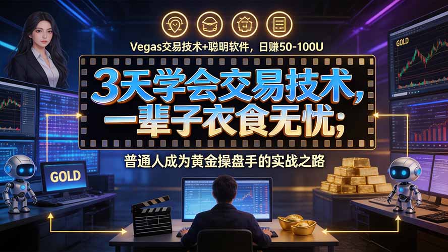 3天学会做交易，普通人快速成为操盘手” Vegas交易系统+聪明软件 ， 日赚50-1000U， 长期稳定，小白轻松上手-副业网创