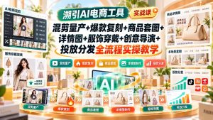 溯引AI电商工具实战课：混剪量产+爆款复刻+商品套图+详情图+服饰穿戴+创意导演+投放分发全流程实操教学-副业网创