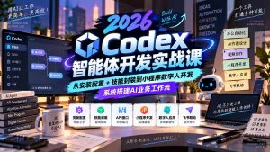 2026Codex智能体开发实战课:从安装配置+技能封装到小程序数字人开发,系统搭建AI业务工作流-副业网创