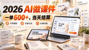 2026 AI做课件，一单600+，当天结算，不用露脸，无需引流，长期可做【揭秘】-副业网创