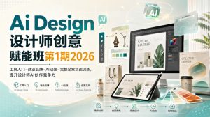 Ai Design设计师创意赋能班第1期2026｜工具入门‑商业品牌‑AI动效‑完整全案实战训练，提升设计师AI创作竞争力-副业网创
