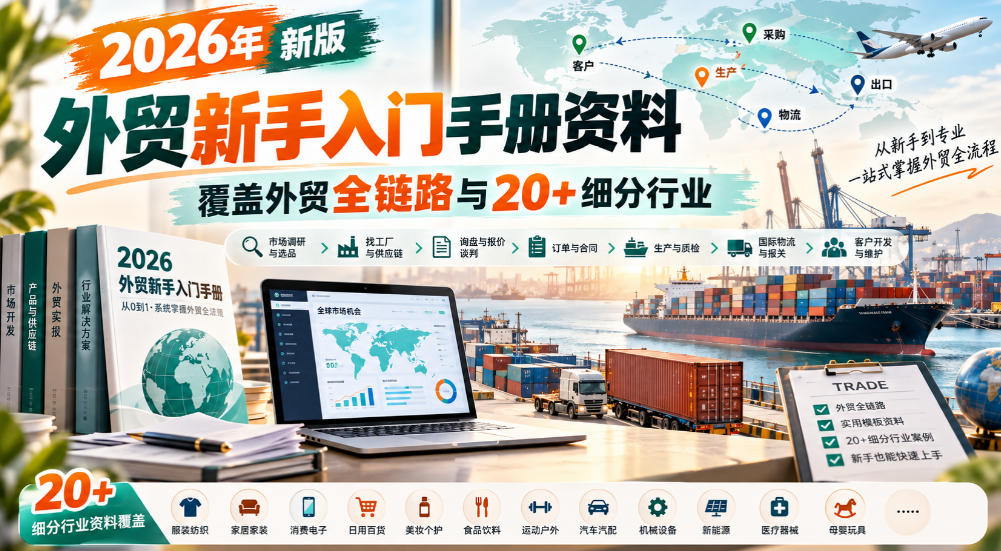 2026年新版外贸新手入门手册资料，覆盖外贸全链路与20+细分行业-副业网创