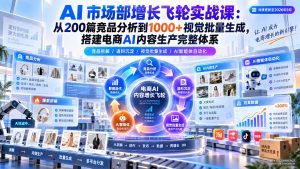 AI 市场部增长飞轮实战课:从200篇竞品分析到1000+视觉批量生成,搭建电商AI内容生产完整体系-副业网创