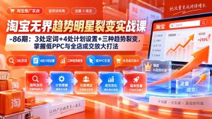 淘宝无界趋势明星裂变实战课-86期：3处定词+4处计划设置+三种趋势裂变，掌握低PPC与全店成交放大打法-副业网创