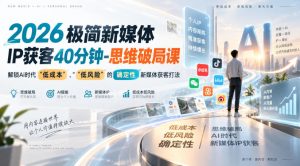 2026极简新媒体IP获客40分钟-思维破局课，解锁Ai时代“低成本”、“低风险”的确定性新媒体获客打法-副业网创