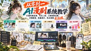 从零到一AI漫剧系统教学，打通风格定调、写文二创、人物场景出图、分镜配音、批量成片、热点涨粉全流程-副业网创