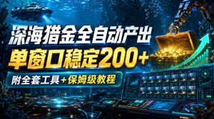 深海猎金全自动产出，单窗口稳定200+，附全套工具+保姆级教程【揭秘】-副业网创