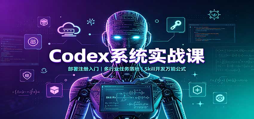 Codex系统实战课：部署注册入门，多行业任务落地，Skill开发万能公式-副业网创
