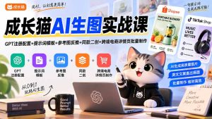 成长猫AI生图实战课｜GPT注册配置+提示词模板+参考图反推+同款二创+跨境电商详情页批量制作-副业网创