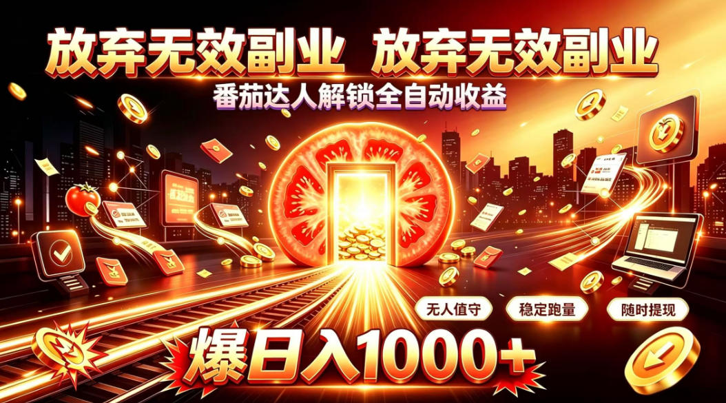 放弃无效副业,番茄达人解锁全自动收益,日入1k+,门槛最低的线上轻资产项目【揭秘】-副业网创