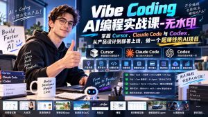 Vibe Coding AI编程实战课-无水印:掌握Cursor、Claude Code与Codex,从产品设计到部署上线,做一个超赚钱的AI项目-副业网创