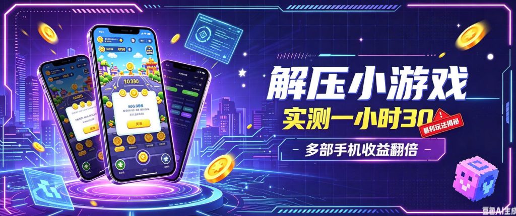 小游戏全流程玩法，实测一小时搞30，简单无脑解压，当天做当天就能看到进账，直接冲就行【揭秘】-副业网创
