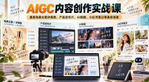 AIGC内容创作实战课,覆盖电商主图详情图、产品宣传片、AI短剧、小红书笔记等真实场景-副业网创