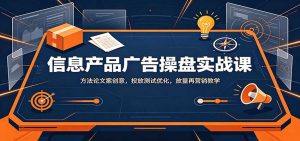 信息产品广告操盘实战课：方法论文案创意，投放测试优化，放量再营销教学-副业网创