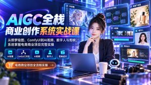 AIGC全栈商业创作系统实战课：从即梦绘图、ComfyUI到AI视频、数字人与剪映，系统掌握电商商业项目完整实操-副业网创