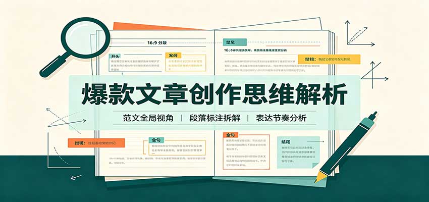 爆款文章创作思维解析:全局视角拆解范文,梳理行文逻辑,搭配真实拆文实操案例-副业网创