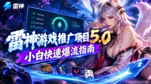 雷神游戏推广项目5.0-小白快速爆流指南，最的好一天收益就1K+-副业网创
