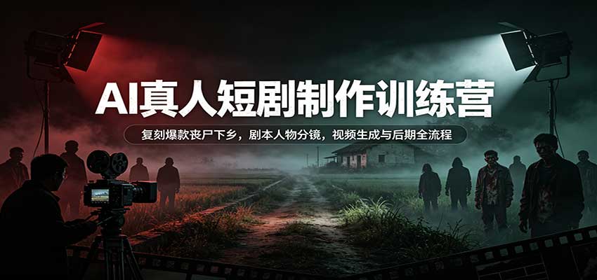 AI真人短剧制作训练营：复刻爆款丧尸下乡，剧本人物分镜，视频生成与后期全流程-副业网创