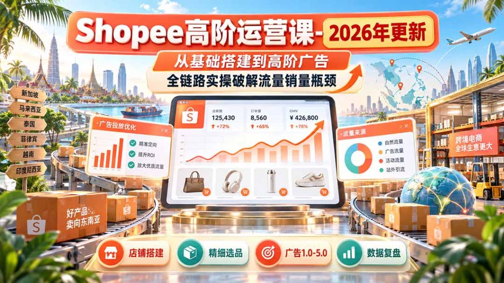 Shopee高阶运营课-更新9月，从基础搭建到高阶广告，全链路实操破解流量销量瓶颈-副业网创
