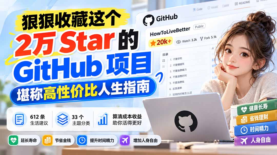 狠狠收藏这个 2 万 Star 的 GitHub 项目，堪称高性价比人生指南。-副业网创
