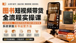 图书短视频带货全流程实操课：从账号定位、对标起号到选品文案与爆款剪辑，系统掌握卖书运营方法-副业网创