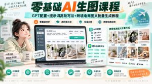 零基础AI生图课程,GPT配置+提示词高阶写法+跨境电商图文批量生成教程-副业网创